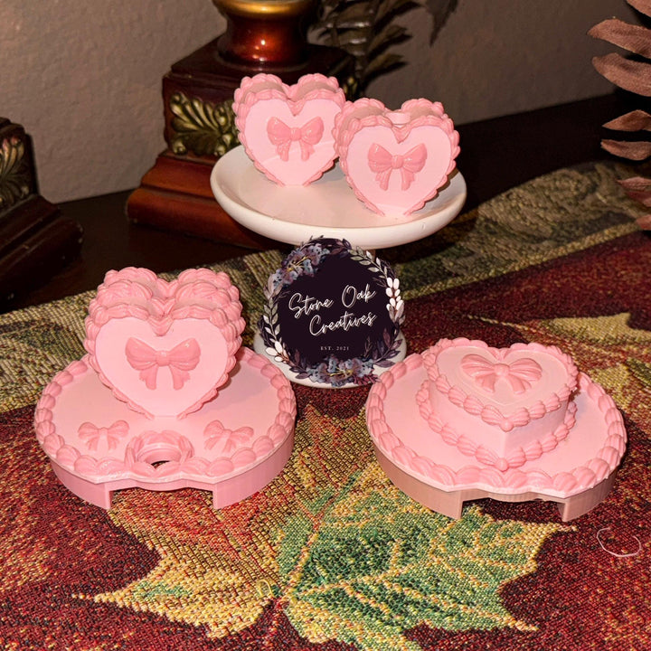 Pink Velvet Valentine Cake Heart Tumbler Lid Toppers, Straw Topper Slider Buddy, fits 20 30 or 40 oz Stanley