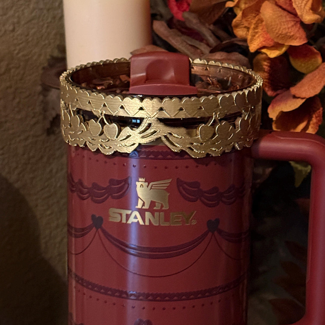 Gold Velvet Valentine Pink Red Velvet Tumbler Boot or Halo, Protective Sleeve, fits 20 30 or 40 oz Stanley