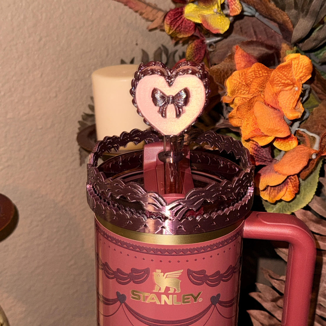 Red Velvet Valentine Cake Heart Tumbler Boot, Halo, Lid Toppers, Straw Topper Slider Buddy, Protective Sleeve, fits 20 30 or 40 oz Stanley