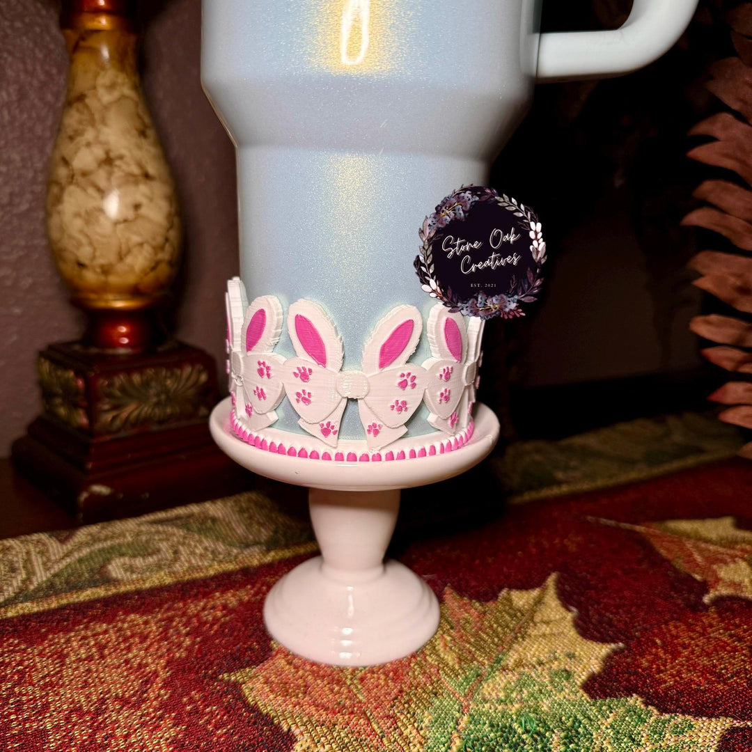 Easter Bunny Butt Tumbler Boot, Spring Cottontail, White Pink Pastel Easter Bunnies, Fit's Stanley and other Tumblers, Protective Sleeve