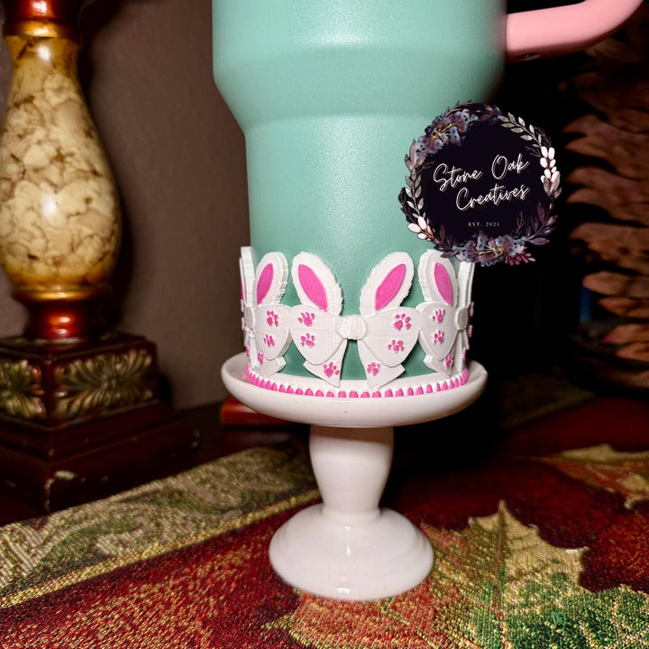 Easter Bunny Butt Tumbler Boot, Spring Cottontail, White Pink Pastel Easter Bunnies, Fit's Stanley and other Tumblers, Protective Sleeve