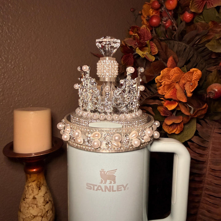 Diamonds and Pearls Fancy Rhinestone Royal Princess Collection for Stanley tumblers, crown topper, halo, boot or straw topper, unique gift