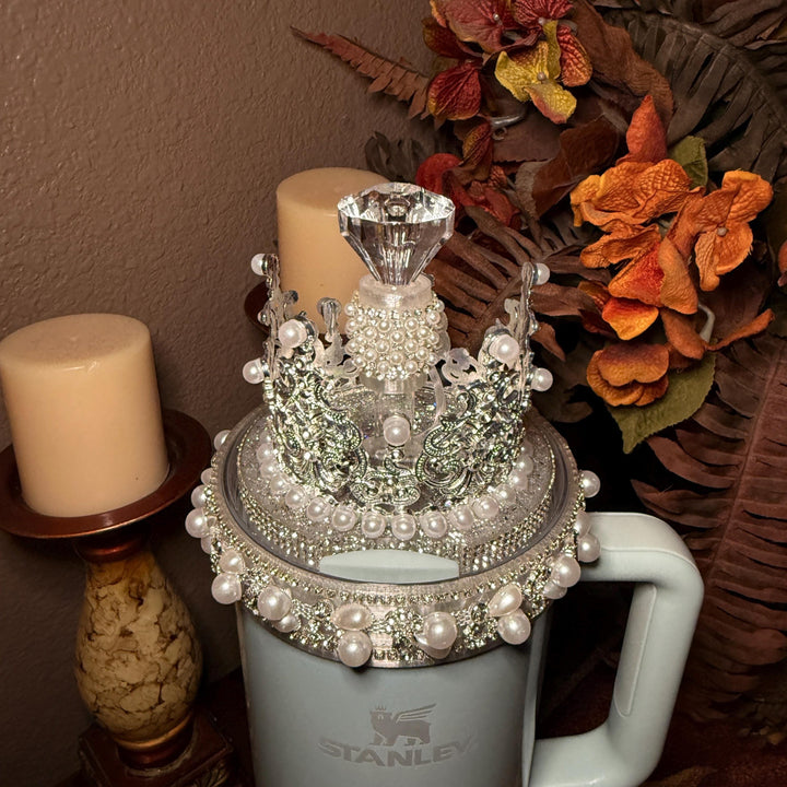 Diamonds and Pearls Fancy Rhinestone Royal Princess Collection for Stanley tumblers, crown topper, halo, boot or straw topper, unique gift