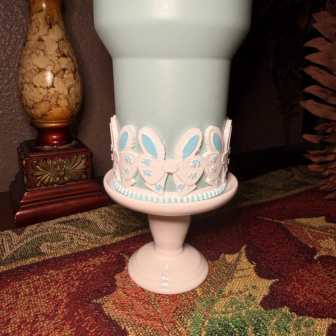 Easter Bunny Bow Tumbler Boot, Spring Cottontail, White Pink Pastel Easter Bunnies, Fit's Stanley and other Tumblers, Protective Sleeve