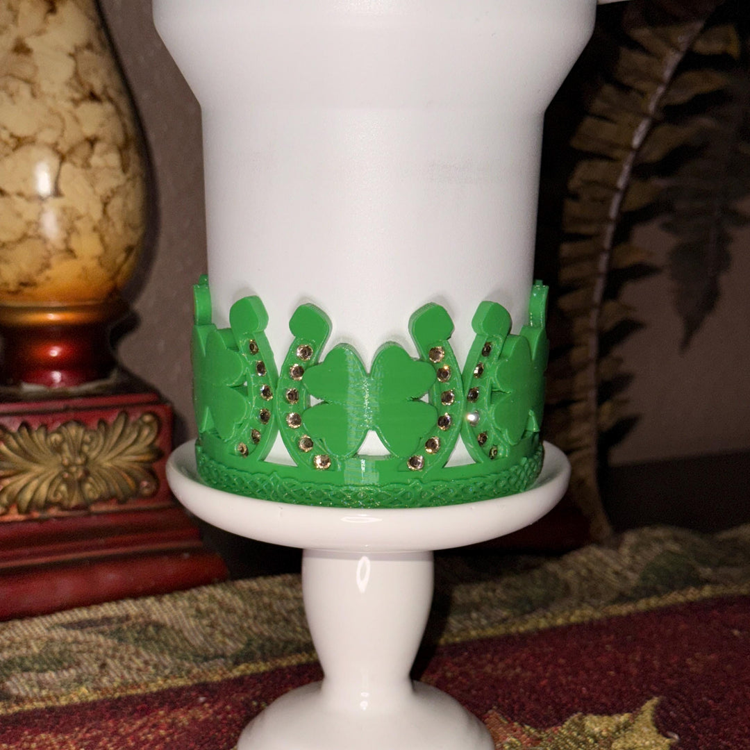 Rhinestone Clover Horseshoe Shamrock Tumbler Boot, Cup Boot Sleeve, St Patrick’s Day Clover, Fit's Stanley Tumblers, Protective Sleeve