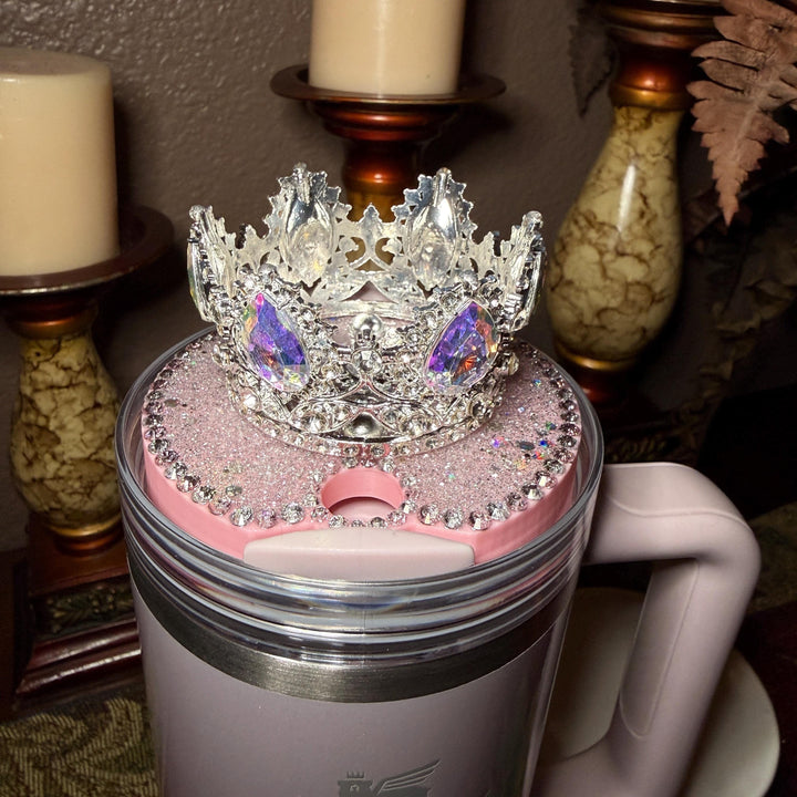 Deluxe Iridrscent 30 oz Rhinestone Crown topper, fits only the 20 or 30 oz Stanley lids, unique gift BEST SELLER