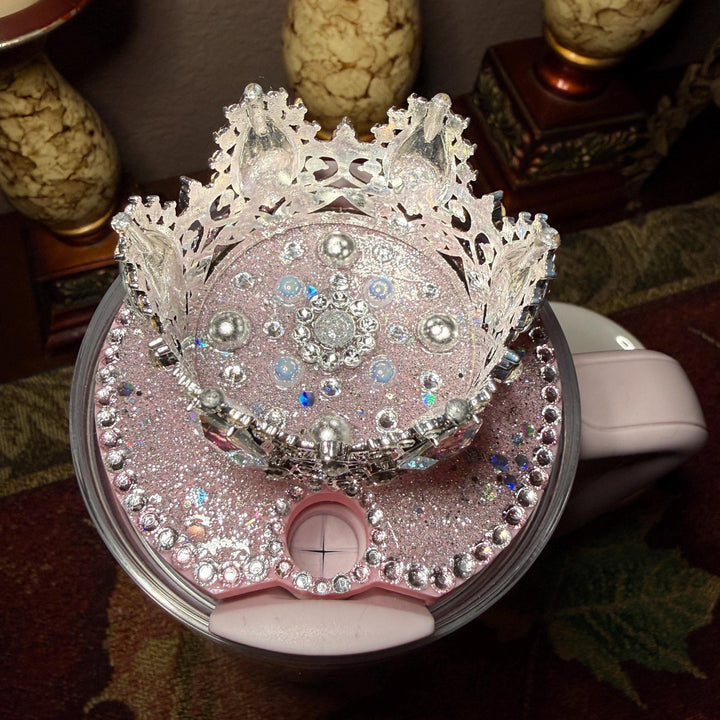 Deluxe Iridrscent 30 oz Rhinestone Crown topper, fits only the 20 or 30 oz Stanley lids, unique gift BEST SELLER