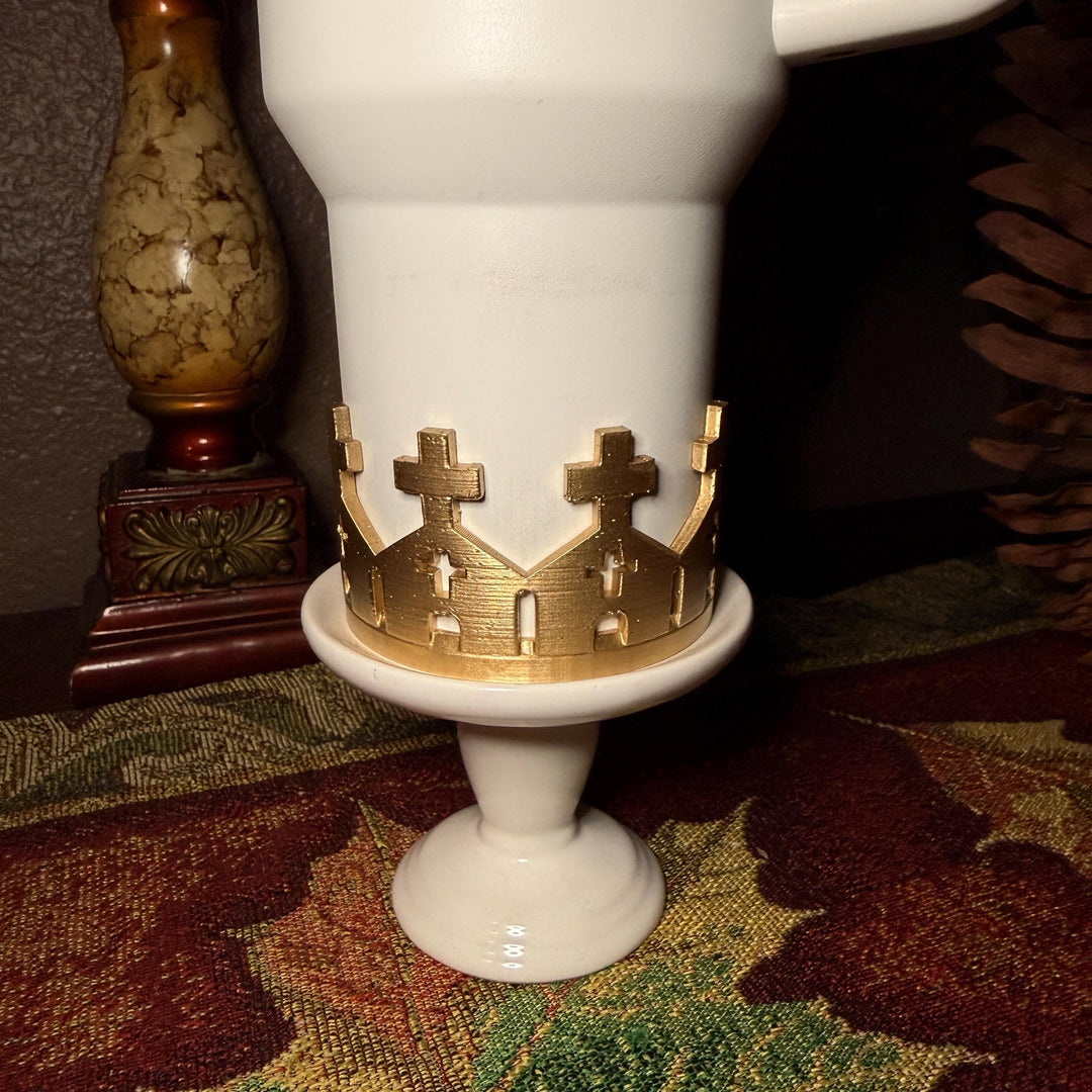 Beautiful Gold Church Tumbler Boot, Religious Christian cup Boot Sleeve, fits your Stanley Tumblers, Unique Gift for Easter