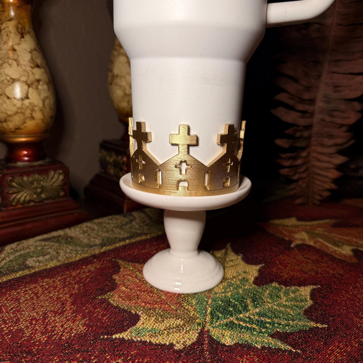 Beautiful Gold Church Tumbler Boot, Religious Christian cup Boot Sleeve, fits your Stanley Tumblers, Unique Gift for Easter
