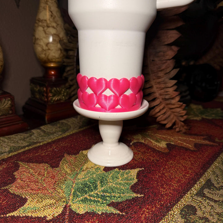 Hot Pink Valentine Heart Tumbler Boot or straw topper for Stanley orother brands, Protective Sleeve, unique minimalist gift, hot seller