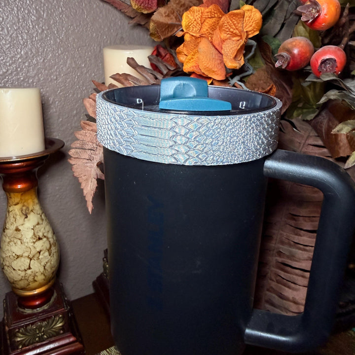 Silver Snake and Snakeskin Tumbler Accessories, boot, halo, lid topper, brown, unique trending gifts for Stanley 20 30 40 oz Luxe Collection