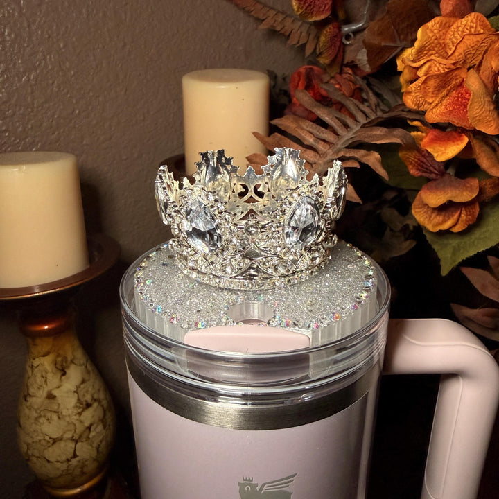 RELAUNCHED OG Fancy Rhinestone Royal Princess Accessory for Stanley tumblers BEST SELLER Crown Topper, Royal Queen Halo Bling Bangle Band Boot Straw