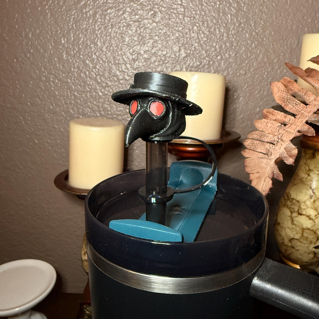 Crimson Cure Plague Doctor Topper, Stanley Tumbler Accessories, lid topper, unique trending gifts for Stanley 20 30 40 oz