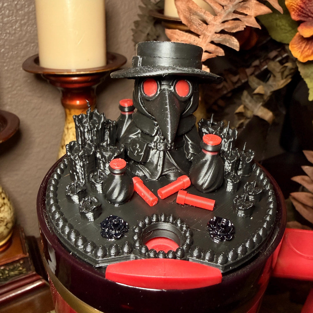 Crimson Cure Plague Doctor Topper, Stanley Tumbler Accessories, lid topper, unique trending gifts for Stanley 20 30 40 oz