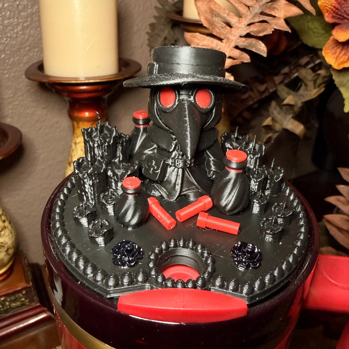 Crimson Cure Plague Doctor Topper, Stanley Tumbler Accessories, lid topper, unique trending gifts for Stanley 20 30 40 oz
