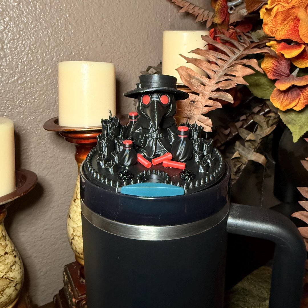 Crimson Cure Plague Doctor Topper, Stanley Tumbler Accessories, lid topper, unique trending gifts for Stanley 20 30 40 oz