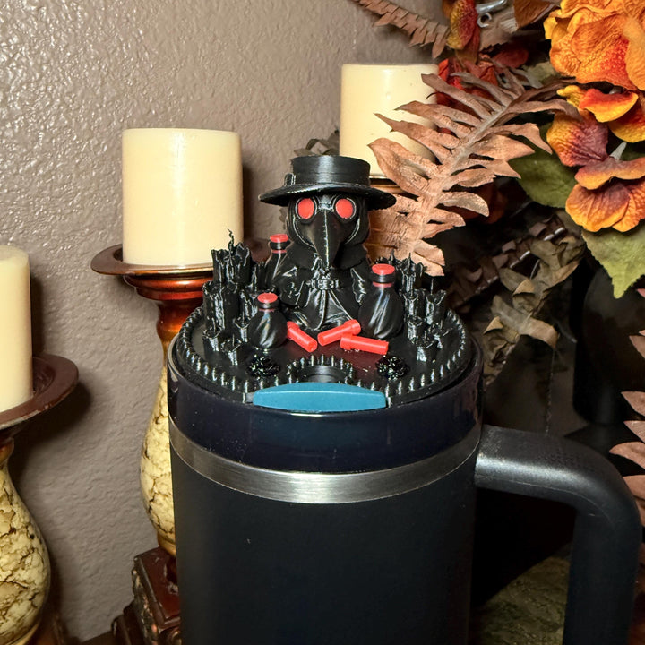 Crimson Cure Plague Doctor Topper, Stanley Tumbler Accessories, lid topper, unique trending gifts for Stanley 20 30 40 oz