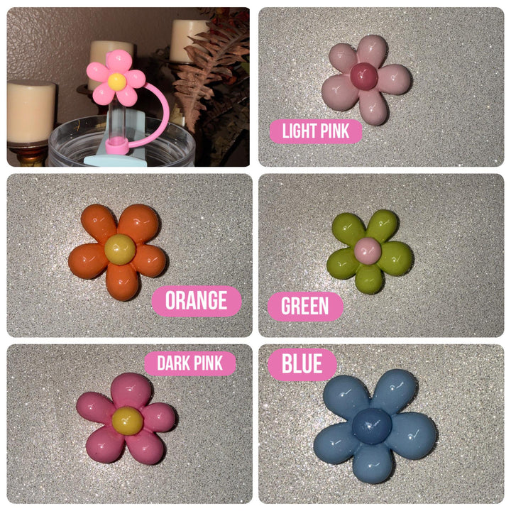 Flowers Heart Straw Cap Topper, for Stanley 20 30 or 40 oz Tumblers with 10 mm straw, unique minimalist gift accessories