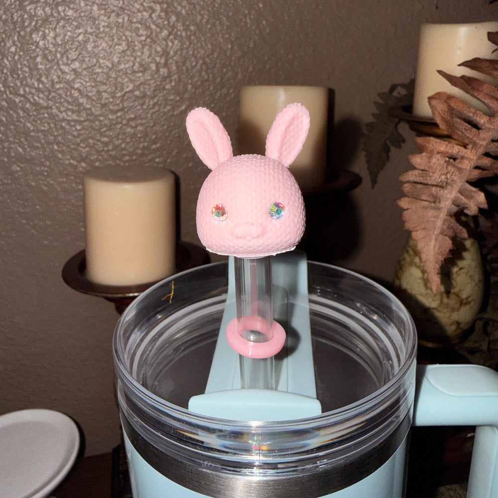Easter Bunny Straw Cap Topper, for Stanley 20 30 or 40 oz Tumblers with 10 mm straw, unique minimalist gift accessories