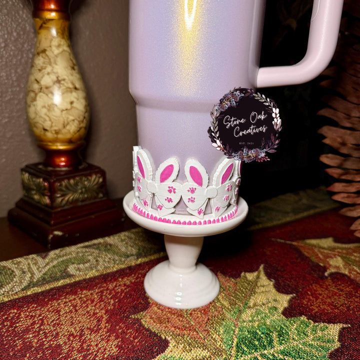 Easter Bunny Butt Tumbler Boot, Spring Cottontail, White Pink Pastel Easter Bunnies, Fit's Stanley and other Tumblers, Protective Sleeve