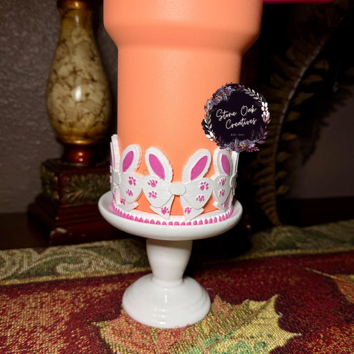 Easter Bunny Butt Tumbler Boot, Spring Cottontail, White Pink Pastel Easter Bunnies, Fit's Stanley and other Tumblers, Protective Sleeve
