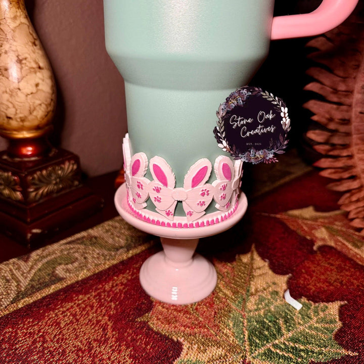 Easter Bunny Butt Tumbler Boot, Spring Cottontail, White Pink Pastel Easter Bunnies, Fit's Stanley and other Tumblers, Protective Sleeve