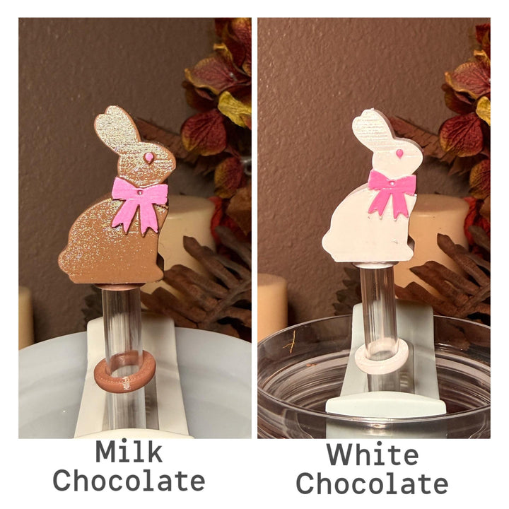 Chocolate Easter Bunny Straw Cap Topper, for Stanley Tumblers with 10 mm straw, pink or brown, unique minimalist gift accessories