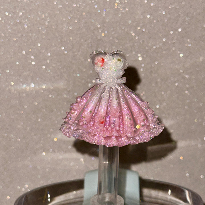 Princess Dress Glow in the Dark Tumbler Straw Topper Cap Cover, Fits Stanley and 10mm Straws