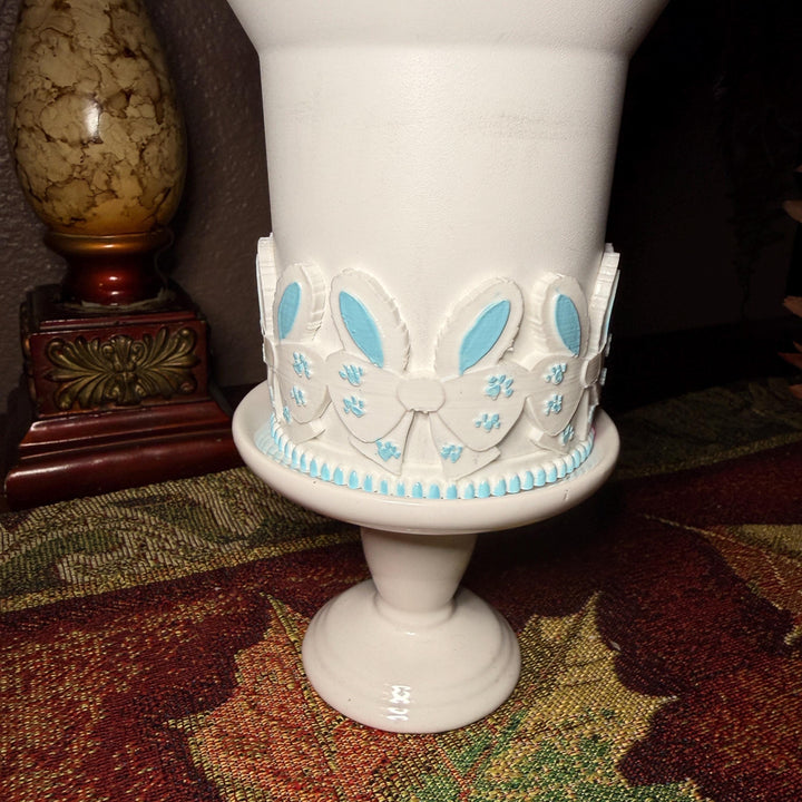 Easter Bunny Bow Tumbler Boot, Spring Cottontail, White Pink Pastel Easter Bunnies, Fit's Stanley and other Tumblers, Protective Sleeve