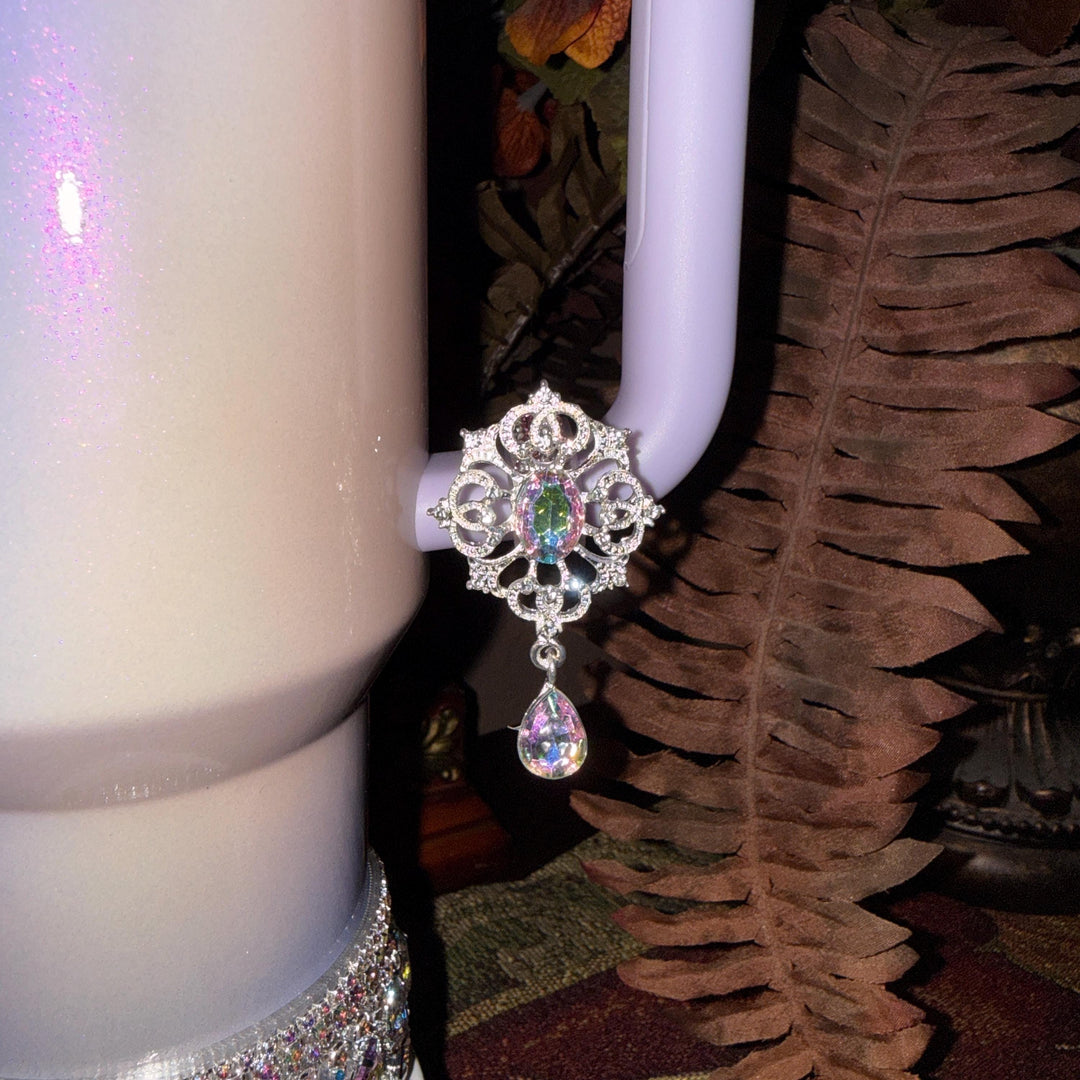 Spring Iridescent Rhinestone Princess Accessories for Stanley tumblers, Princess Crown Topper Bling Bangle Band or rose topper