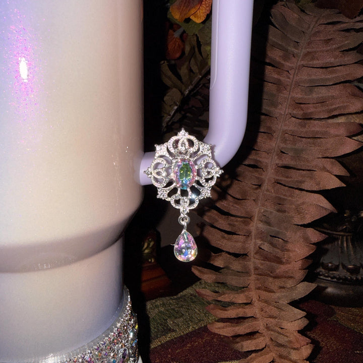 Spring Iridescent Rhinestone Princess Accessories for Stanley tumblers, Princess Crown Topper Bling Bangle Band or rose topper