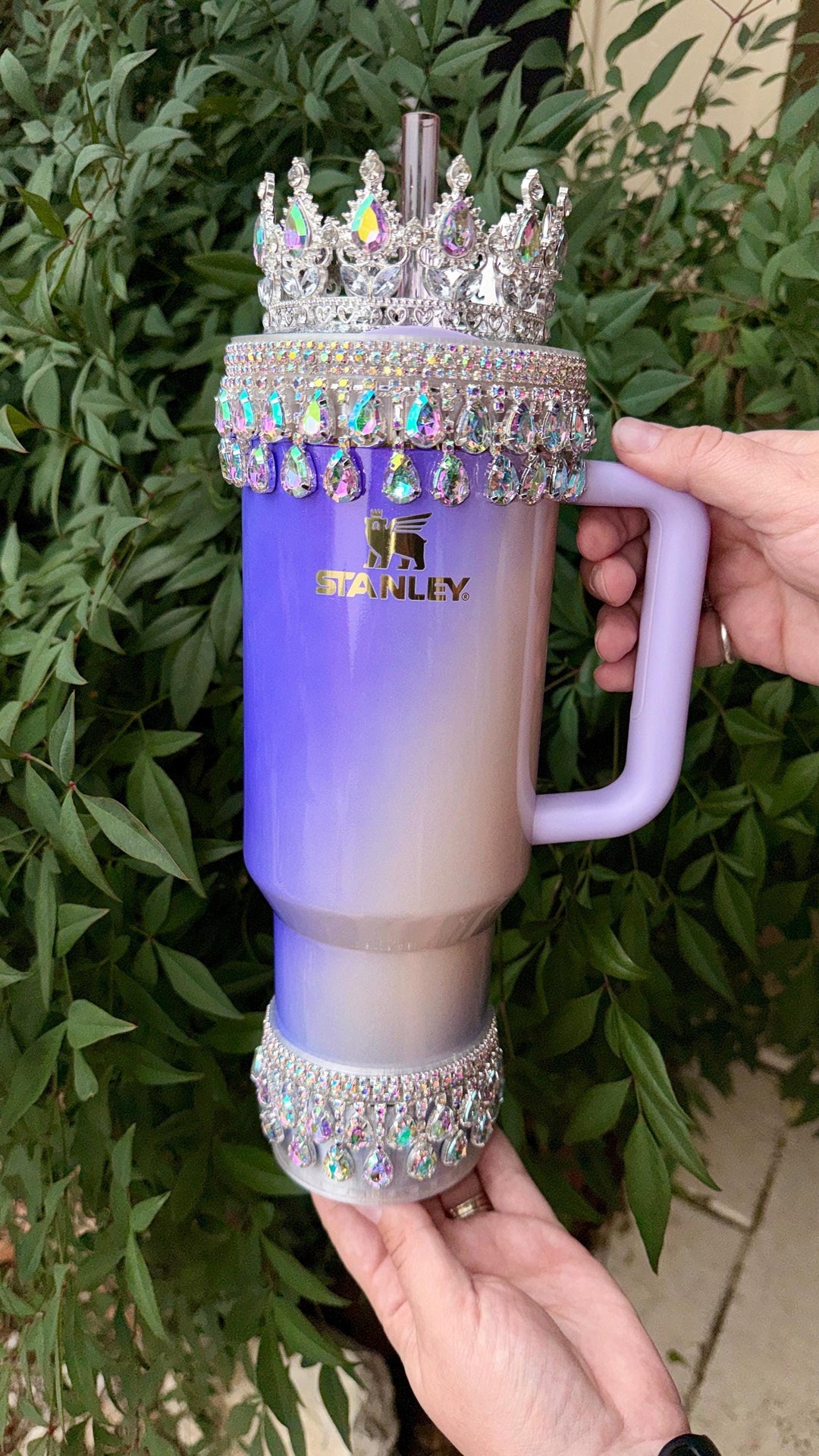 Spring Iridescent Rhinestone Princess Accessories for Stanley tumblers, Princess Crown Topper Bling Bangle Band or rose topper