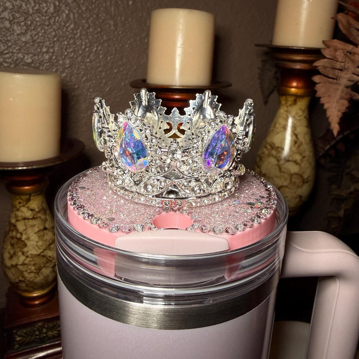 Deluxe Iridrscent 30 oz Rhinestone Crown topper, fits only the 20 or 30 oz Stanley lids, unique gift BEST SELLER