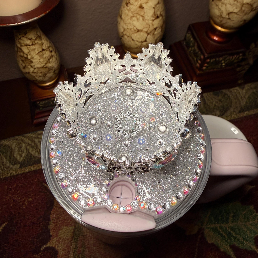 Deluxe Iridrscent 30 oz Rhinestone Crown topper, fits only the 20 or 30 oz Stanley lids, unique gift BEST SELLER