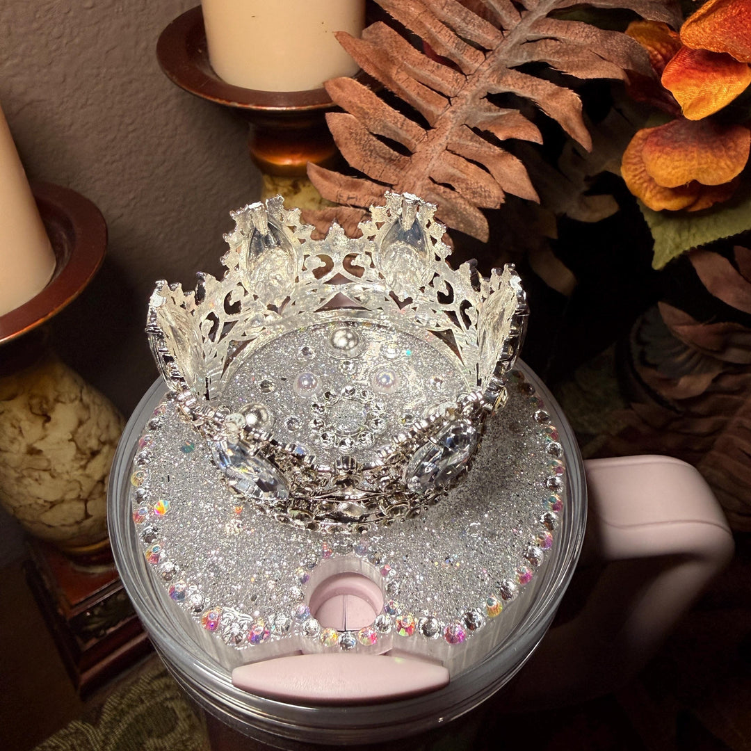 Deluxe Iridrscent 30 oz Rhinestone Crown topper, fits only the 20 or 30 oz Stanley lids, unique gift BEST SELLER