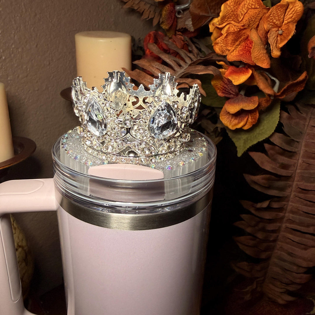 Deluxe Iridrscent 30 oz Rhinestone Crown topper, fits only the 20 or 30 oz Stanley lids, unique gift BEST SELLER