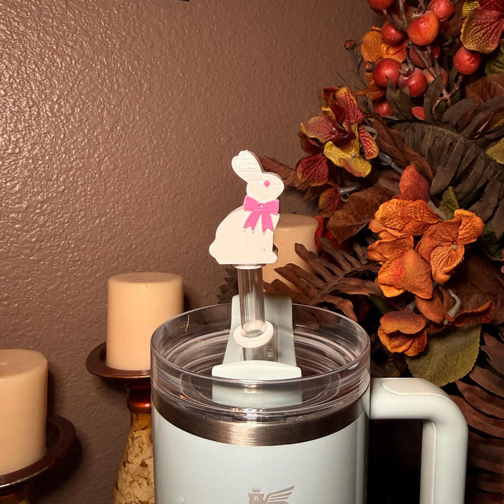 Chocolate Easter Bunny Tumbler Boot or straw topper, White Brown Bunnies, Fit's Stanley and other Tumblers, Protective Sleeve