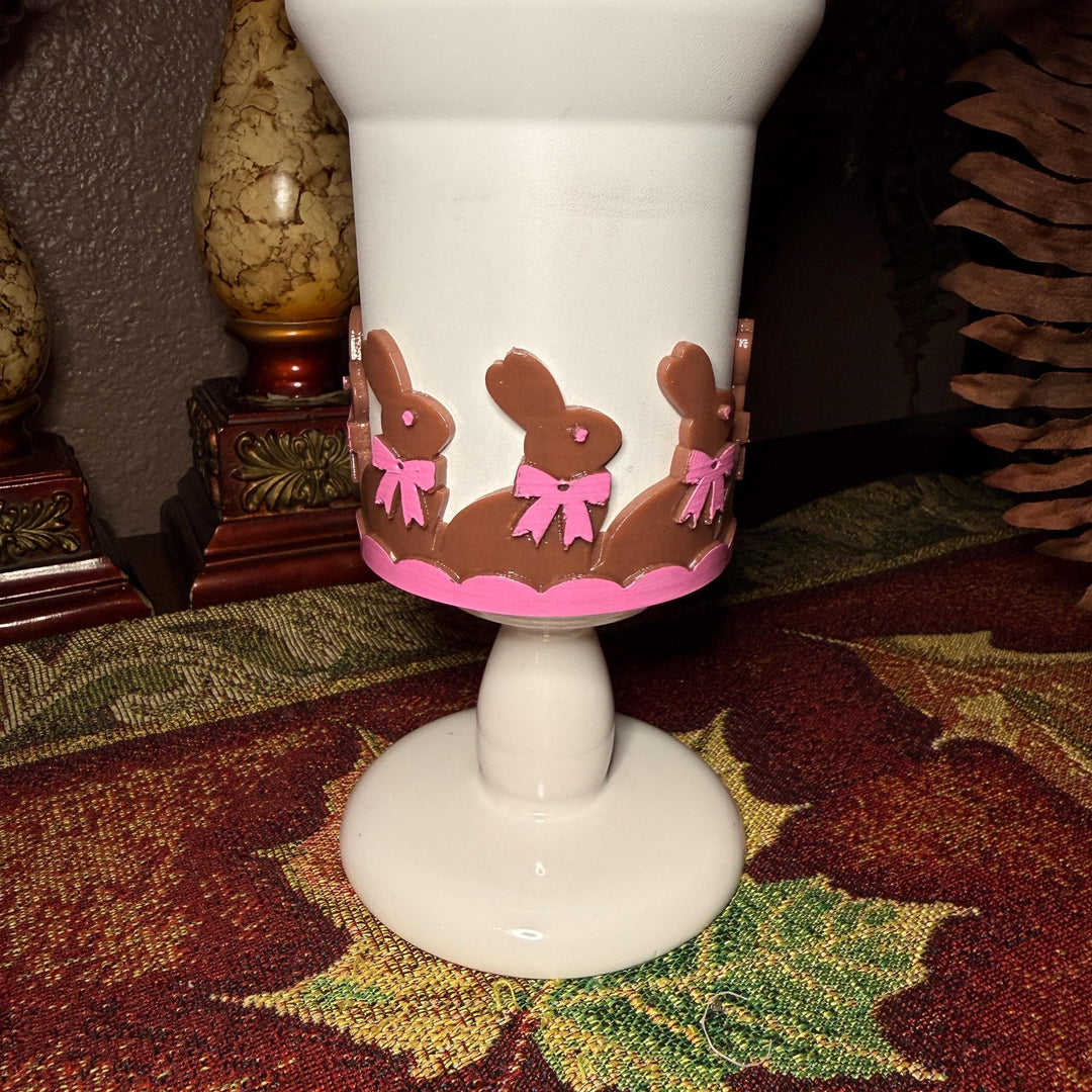 Chocolate Easter Bunny Tumbler Boot or straw topper, White Brown Bunnies, Fit's Stanley and other Tumblers, Protective Sleeve