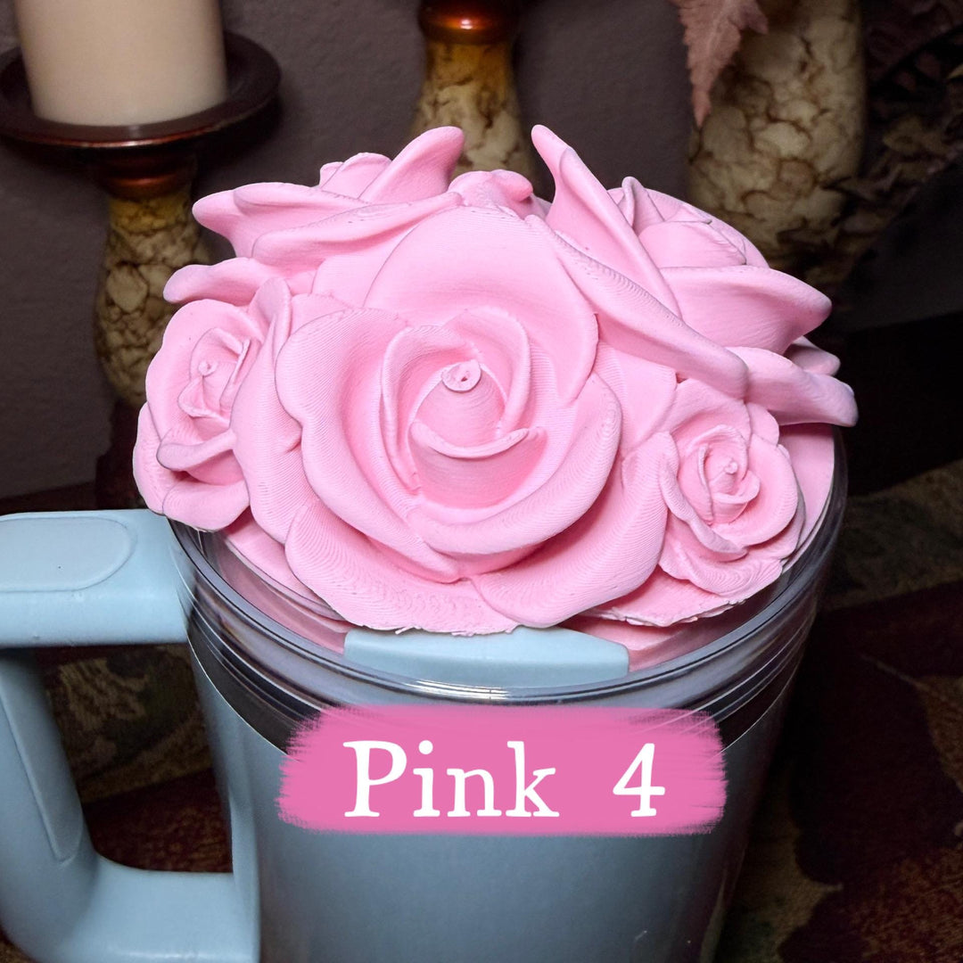 Rose Bouquet Cluster Tumbler Topper that fit Stanley Tumbler Quencher Lids, Rose Accessory, 3D Decorative Lid, BEST SELLER