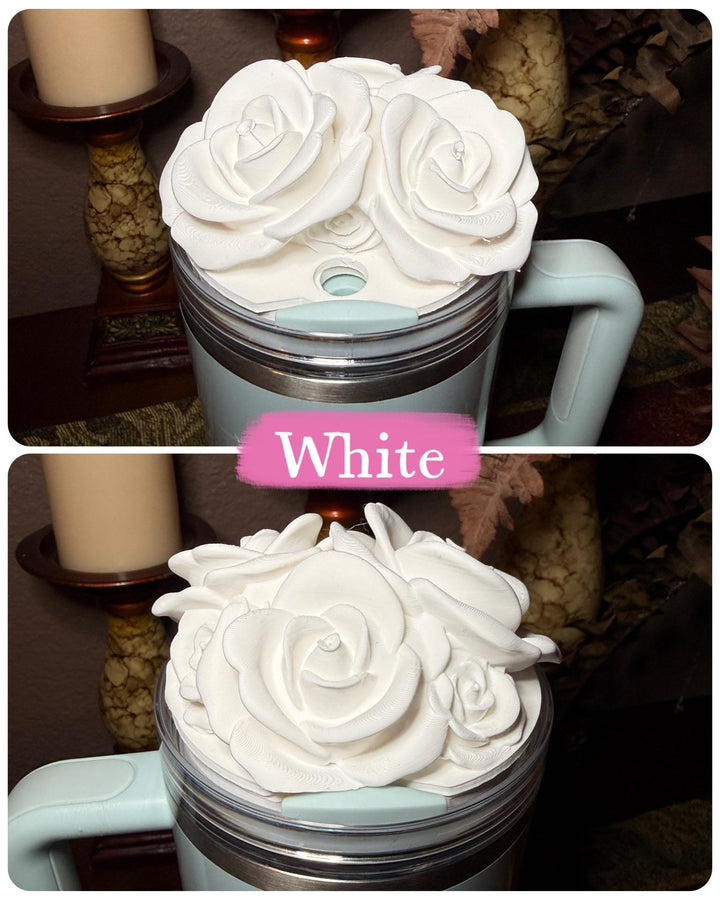 Rose Bouquet Cluster Tumbler Topper that fit Stanley Tumbler Quencher Lids, Rose Accessory, 3D Decorative Lid, BEST SELLER