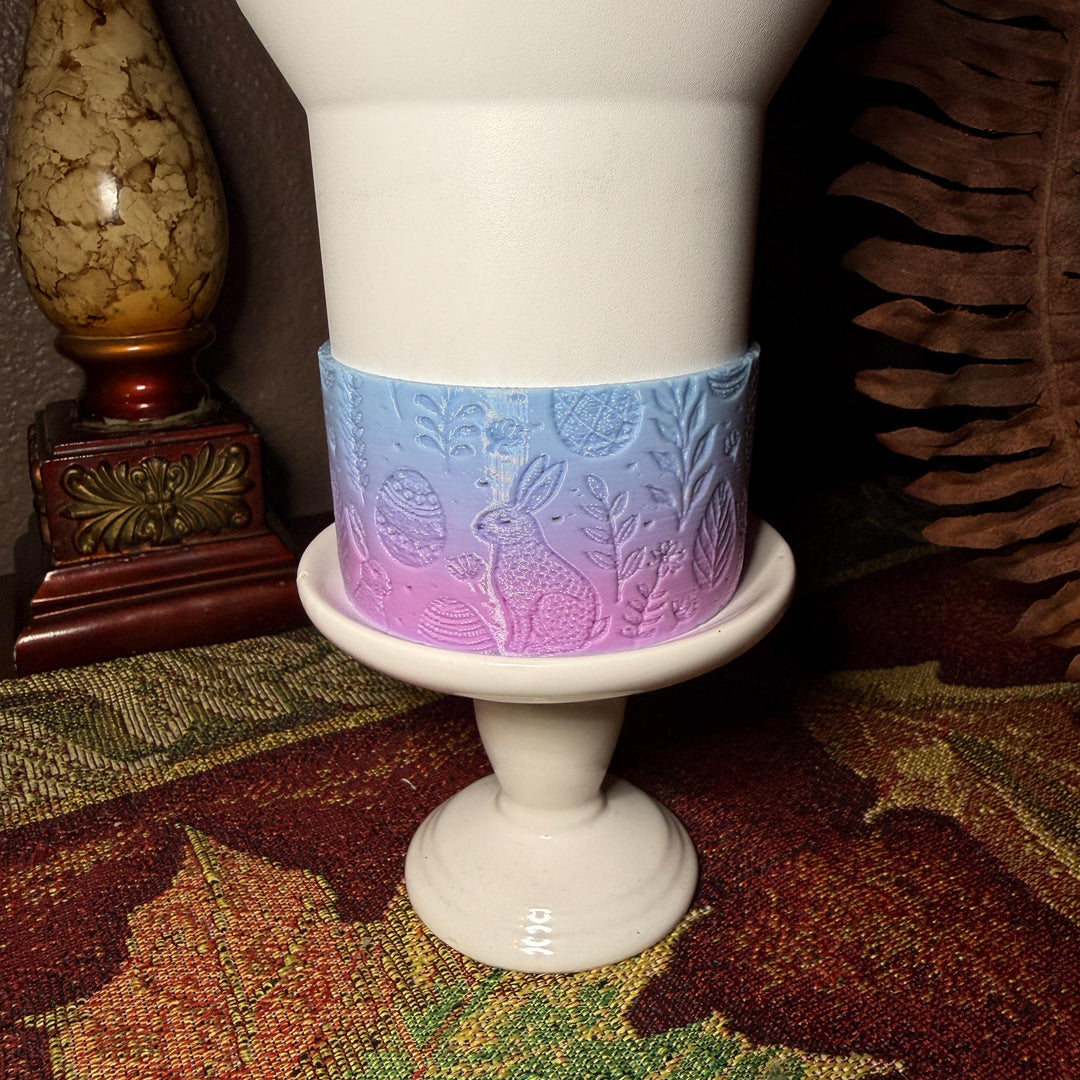 Easter Bunny Embossed Scene Tumbler Boot, Tumbler Boot Sleeve, Pastel Easter Bunnies Spring, Fit's Stanley Tumblers, Protective Sleeve