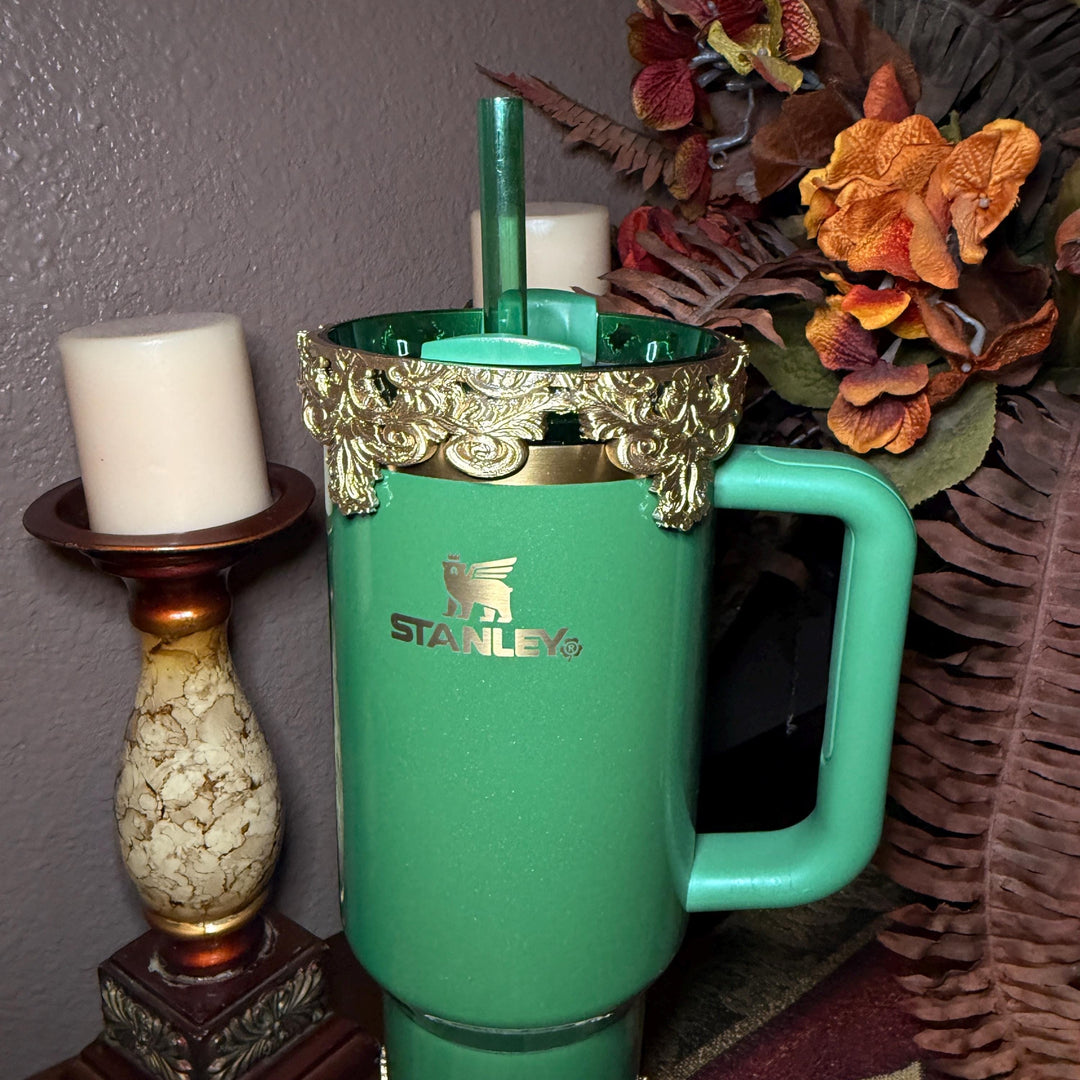 NEW Scroll Fancy Lace Damask Gold or Silver Tumbler Boot Halo Accessory Collection for tumblers, Stanley accessories