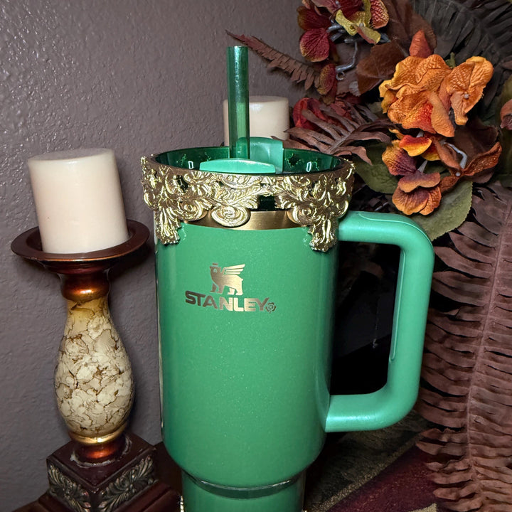 NEW Scroll Fancy Lace Damask Gold or Silver Tumbler Boot Halo Accessory Collection for tumblers, Stanley accessories