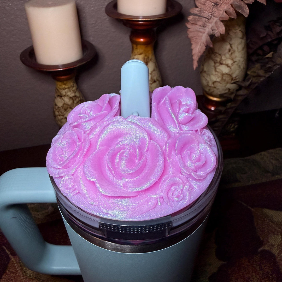 Rose Bouquet Cluster Tumbler Topper that fit Stanley Tumbler PRO TOUR Lids, Rose Accessory, 3D Decorative Lid, hot seller