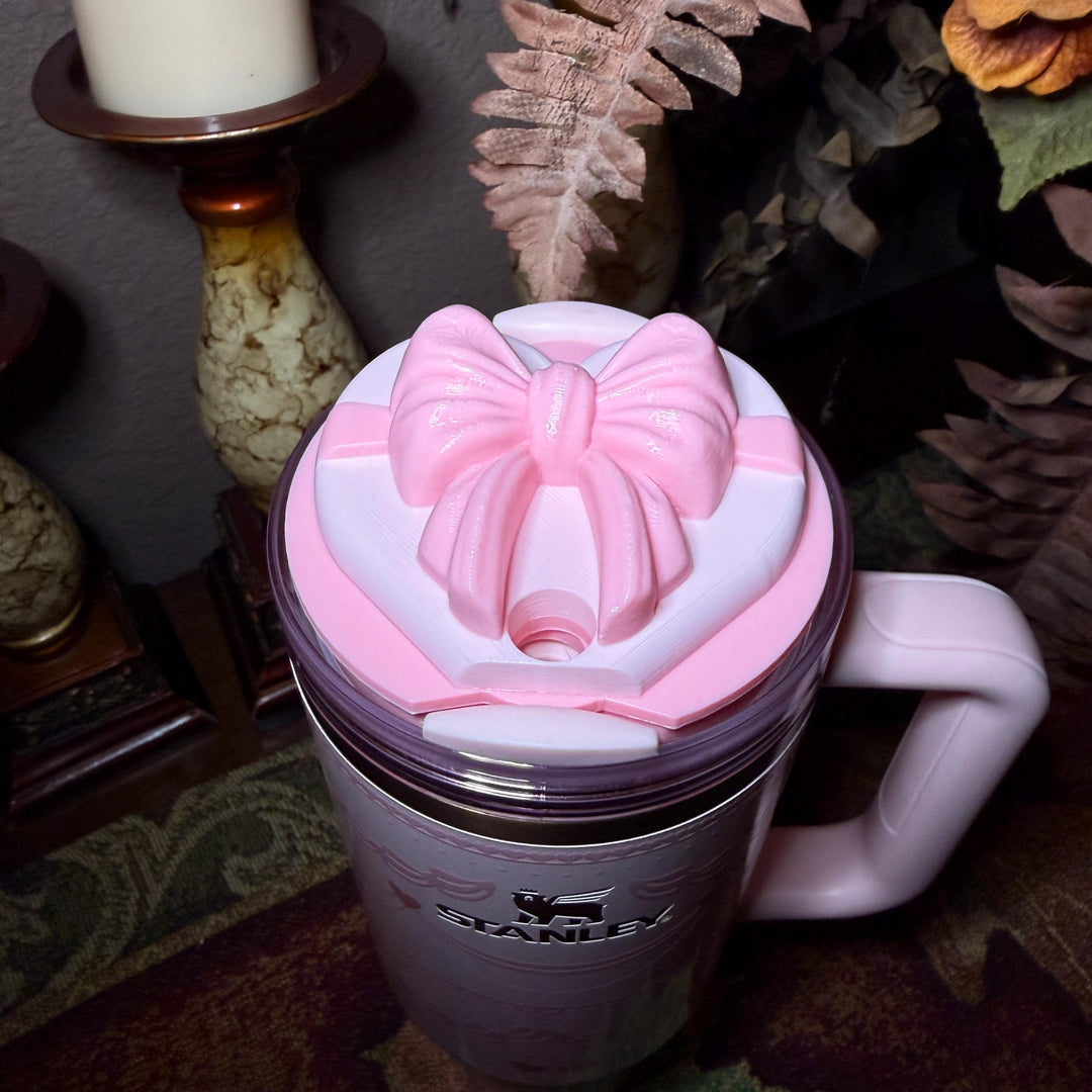Pink Velvet Red Velvet Heart Bow Tumbler Lid Toppers, fits 20 30 or 40 oz Stanley, Valentine's gift