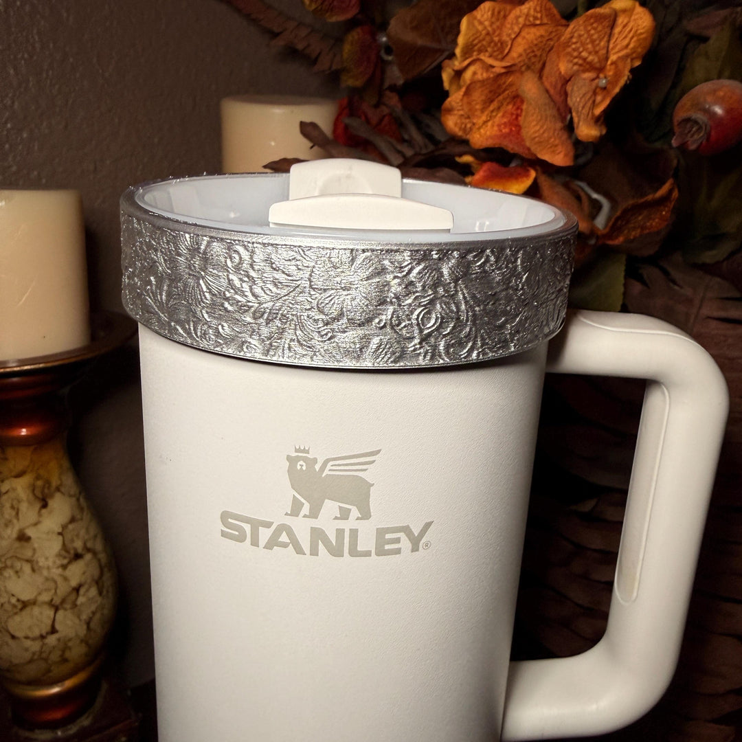 Silver Rose Embossed Low Profile Tumbler Boot or Halo, Protective Sleeve, HOT SELLER