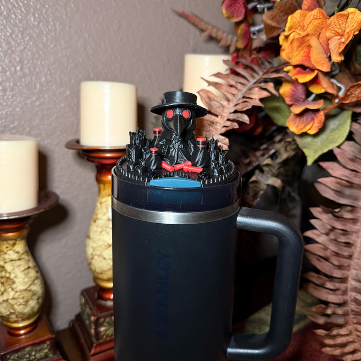 Crimson Cure Plague Doctor Topper, Stanley Tumbler Accessories, lid topper, unique trending gifts for Stanley 20 30 40 oz
