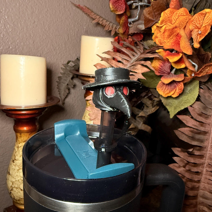 Crimson Cure Plague Doctor Topper, Stanley Tumbler Accessories, lid topper, unique trending gifts for Stanley 20 30 40 oz
