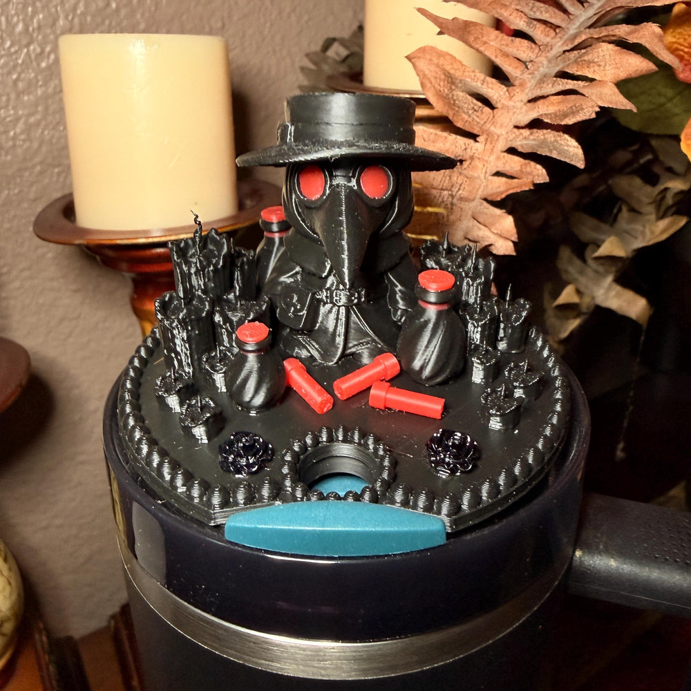Crimson Cure Plague Doctor Topper, Stanley Tumbler Accessories, lid topper, unique trending gifts for Stanley 20 30 40 oz