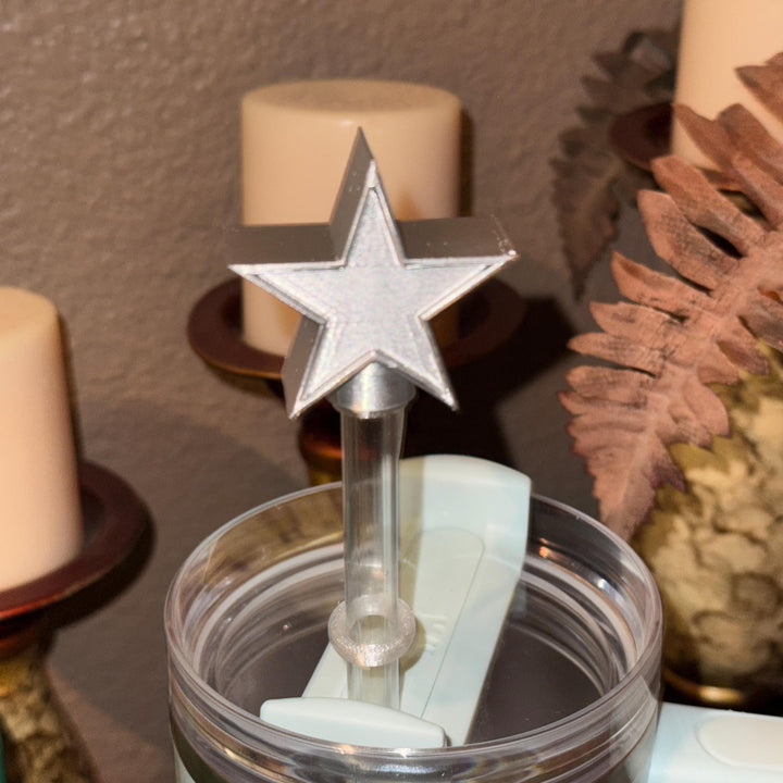 Gold or Silver Star Straw Topper, fits Stanley Tumbler straws 10 mm diameter, Unique Gift